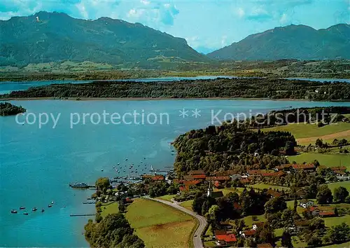 AK / Ansichtskarte Gstadt_Chiemsee Panorama mit Blick zur Kampenwand Chiemgauer Alpen Gstadt_Chiemsee