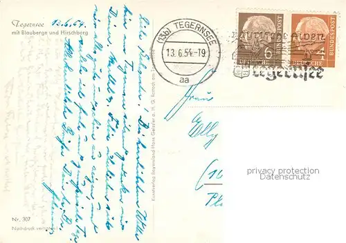 AK / Ansichtskarte Tegernsee Panorama mit Blauberge und Hirschberg Alpen Tegernsee