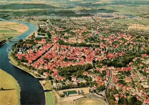 AK / Ansichtskarte Nienburg_Weser Fliegeraufnahme Nienburg Weser