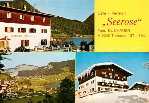 AK / Ansichtskarte Thiersee Cafe Pension Seerose im Winter und im Sommer Thiersee