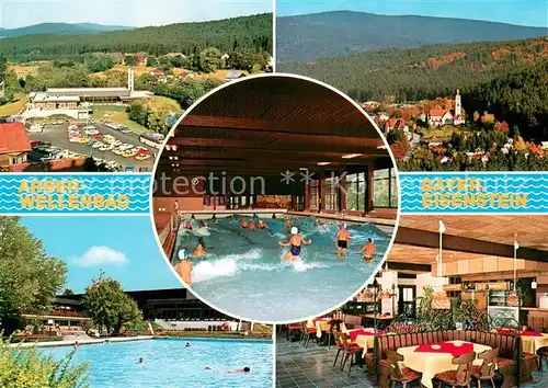 AK / Ansichtskarte Bayerisch_Eisenstein Arber Wellenbad Hallenbad Freibad Restaurant Stadtpanorama Bayerisch_Eisenstein