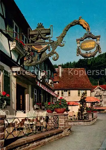 AK / Ansichtskarte Bad_Herrenalb Moenchs Posthotel Historische Klosterschenke Tuerschild Bad_Herrenalb