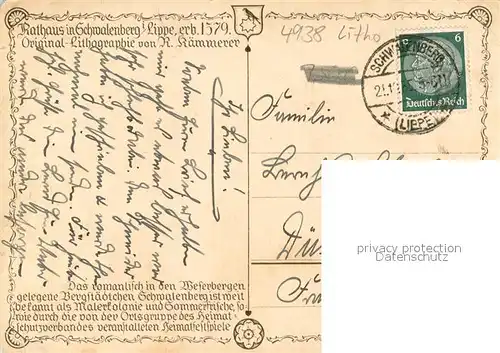 AK / Ansichtskarte Schwalenberg Rathaus Aussenansicht Schwalenberg