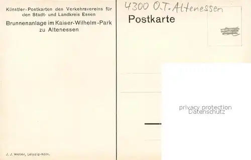 AK / Ansichtskarte Altenessen Kuenstlerkarte Brunnenanlage im Kaiser Wilhelm Park Altenessen