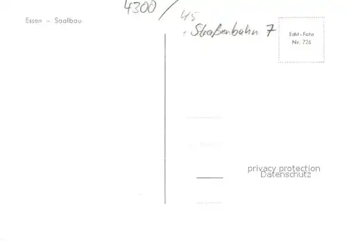 AK / Ansichtskarte Essen__Ruhr Saalbau Strassenbahn 7 
