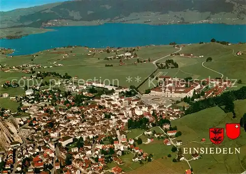 AK / Ansichtskarte Einsiedeln_SZ Kloster Sihlsee Fliegeraufnahme Einsiedeln SZ