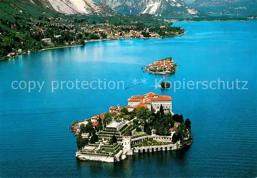 AK / Ansichtskarte Isola_Bella_Lago_Maggiore Fliegeraufnahme mit Isola Pescatori und Baveno Isola_Bella_Lago_Maggiore
