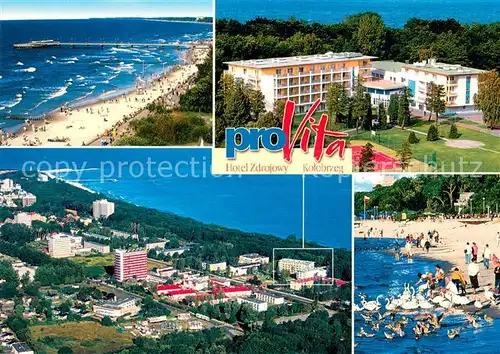 AK / Ansichtskarte Kolobrzeg_Kolberg_Ostseebad Pro Vita Hotel Zdrojowy Fliegeraufnahme Strandpartien 