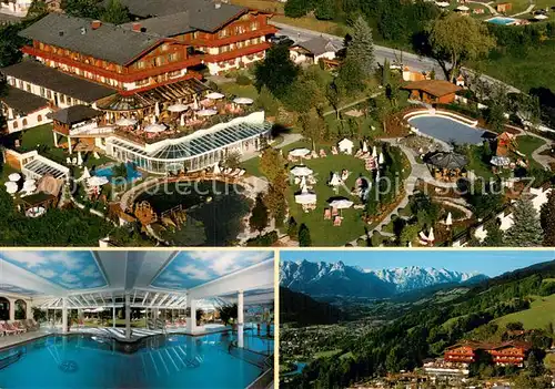 AK / Ansichtskarte Sankt_Johann_Pongau Fliegeraufnahme Hotel Oberforsthof Hallenbad Panorama Sankt_Johann_Pongau