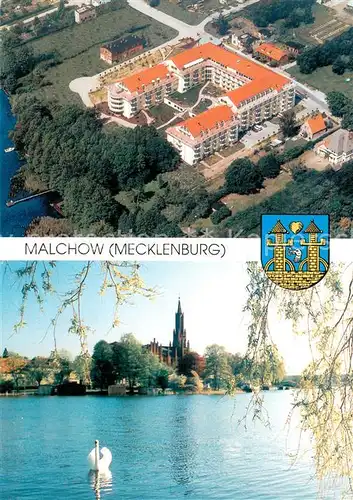 AK / Ansichtskarte Malchow Klosterkirche Malchow Fliegeraufnahme Schwan Malchow