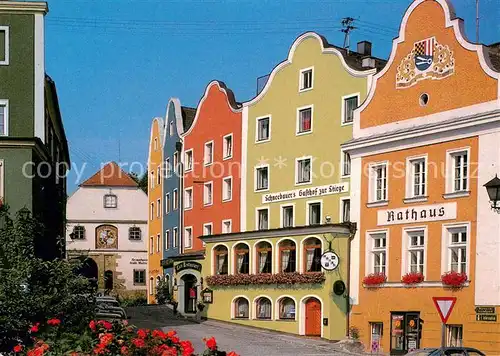 AK / Ansichtskarte Schaerding_Inn Hotel Gasthof Zur Stiege Rathaus Schaerding Inn