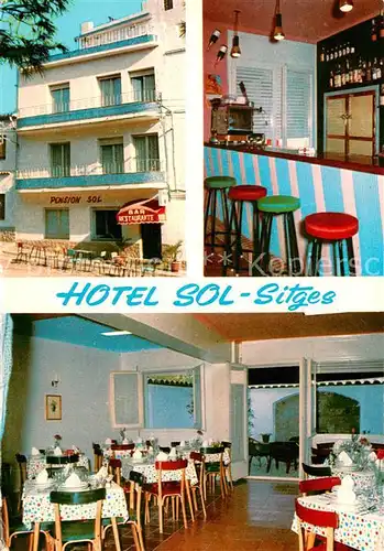 AK / Ansichtskarte Sitges Hotel Sol Gaststube Bar Sitges