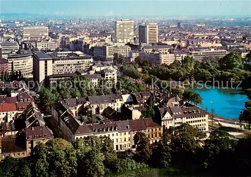 AK / Ansichtskarte Duesseldorf Stadtpanorama mit Schwanenspiegel und zur Graf Adolf Schule Duesseldorf