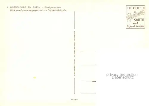 AK / Ansichtskarte Duesseldorf Stadtpanorama mit Schwanenspiegel und zur Graf Adolf Schule Duesseldorf