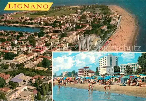 AK / Ansichtskarte Lignano_Sabbiadoro Fliegeraufnahme Strandpartie Lignano Sabbiadoro