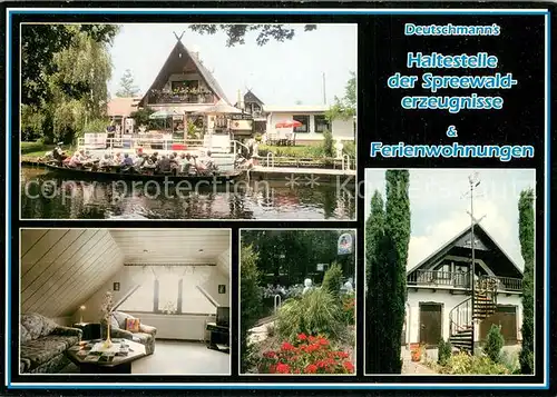 AK / Ansichtskarte Luebben_Spreewald Deutschmanns Haltestelle der Spreewalderzeugnisse und Ferienwohnungen Luebben Spreewald