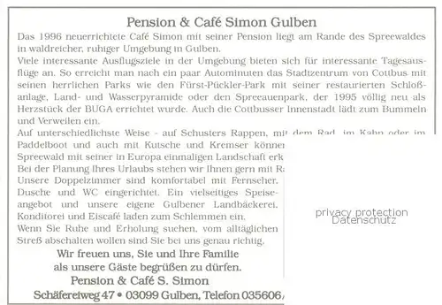 AK / Ansichtskarte Gulben Pension und Cafe Simon Spreewaldpartie Gulben