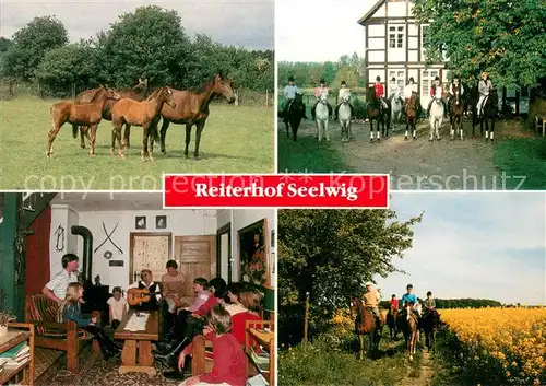 AK / Ansichtskarte Clenze Reiterhof Seelwig Stuten mit Fohlen Ausritte Gaststube Clenze