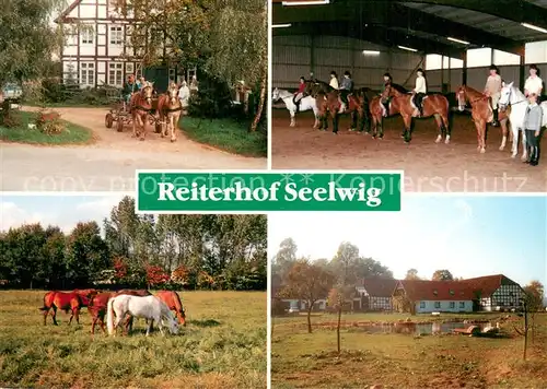 AK / Ansichtskarte Clenze Reiterhof Seelwig Kutsche Reithalle Pferdeweide Clenze