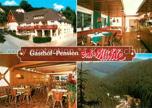 AK / Ansichtskarte Schwarzenbach_Wald Gasthof Pension zur Muehle Gastraeume Panorama Schwarzenbach Wald