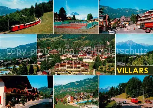 AK / Ansichtskarte Villars_Chesieres Eisenbahn Tennisplaetze Panorama Schwimmbad Teilansichten Villars_Chesieres