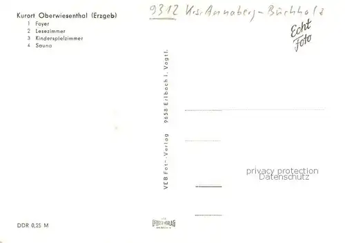 AK / Ansichtskarte Oberwiesenthal_Erzgebirge FDGB Erholungsheim Foyer Lesezimmer Kinderspielzimmer Sauna Oberwiesenthal Erzgebirge