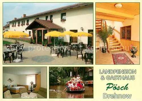 AK / Ansichtskarte Drehnow Landpension Gasthaus Poesch Zimmer Bootspartie Treppenaufgang Drehnow