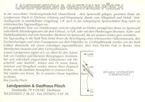 AK / Ansichtskarte Drehnow Landpension Gasthaus Poesch Drehnow