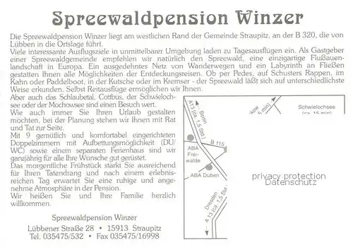 AK / Ansichtskarte Straupitz Spreewaldpension Winzer Straupitz
