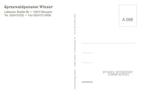 AK / Ansichtskarte Straupitz Spreewaldpension Winzer Gaststube Bootspartie Zimmer Storchennest Straupitz