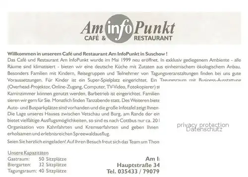 AK / Ansichtskarte Suschow Cafe Am Info Punkt Restaurant Suschow