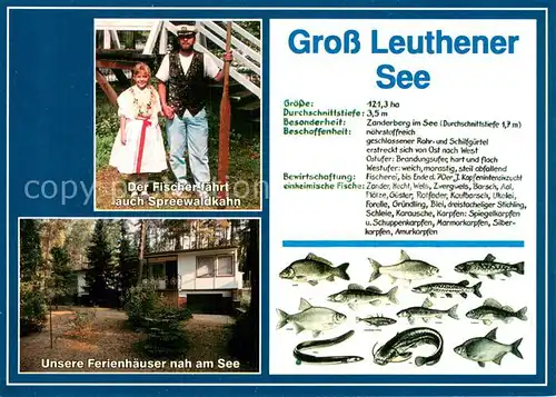 AK / Ansichtskarte Gross_Leuthen Spreewaldkahn Fischer Ferienhaeuser am See Gross_Leuthen