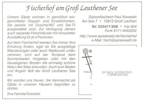AK / Ansichtskarte Gross_Leuthen Spreewaldkahn Fischer Ferienhaeuser am See Gross_Leuthen