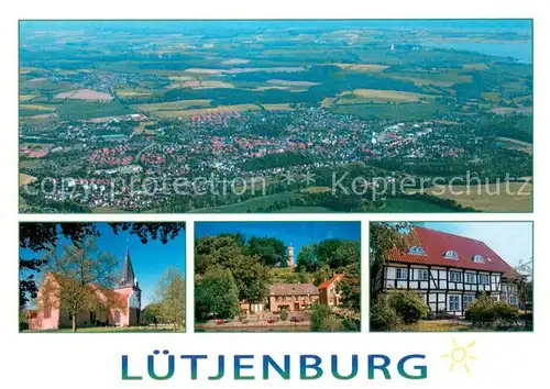 AK / Ansichtskarte Luetjenburg_Holstein Fliegeraufnahme Kirche Fachwerkhaus Turm Luetjenburg_Holstein