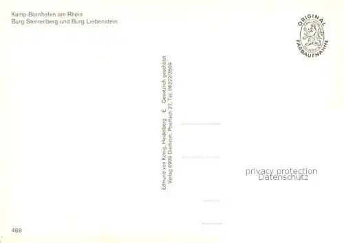 AK / Ansichtskarte Kamp Bornhofen_Rhein Burg Sterrenberg und Burg Liebenstein Fliegeraufnahme 
