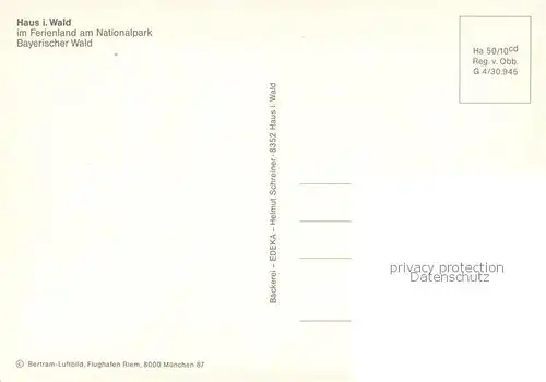 AK / Ansichtskarte Haus_Wald Fliegeraufnahme Haus_Wald