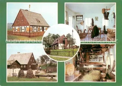 AK / Ansichtskarte Seiffen_Erzgebirge Erzgebirgisches Freilichtmuseum Waldarbeiterwohnhaus Wohnstube am Bergmannswohnhaus Wasserkraftwerk um 1760 Drehstube Seiffen Erzgebirge