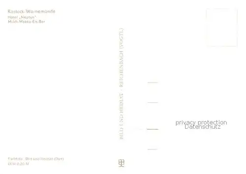 AK / Ansichtskarte Warnemuende_Ostseebad Hotel Neptun Milch Mokka Eis Bar Warnemuende_Ostseebad