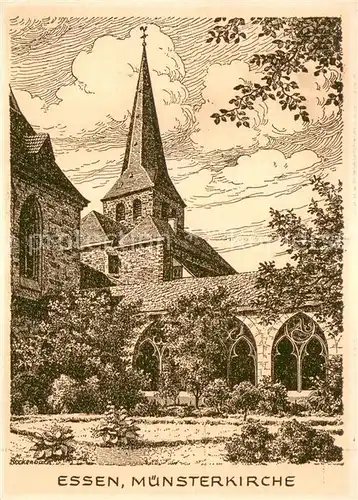 AK / Ansichtskarte Essen__Ruhr Muensterkirche Zeichnung 