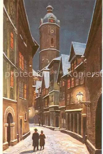 AK / Ansichtskarte Jena__Thueringen Winterstimmung in der Rathausgasse 1928 Zeichnung 