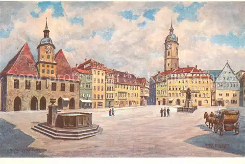 AK / Ansichtskarte Jena__Thueringen Der Jenaer Markt mit Empirebrunnen 1879 Kuenstlerkarte 