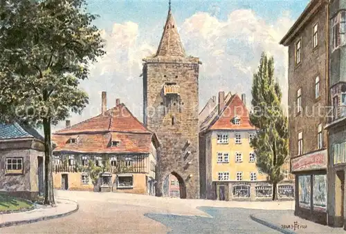 AK / Ansichtskarte Jena__Thueringen Johannistor und Johannisplatz um 1945 Kuenstlerkarte 