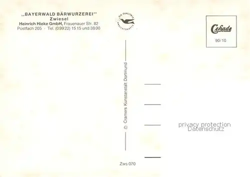 AK / Ansichtskarte Zwiesel__Niederbayern Baerwurzerei Probierstube Destillierblase Ortsansicht 