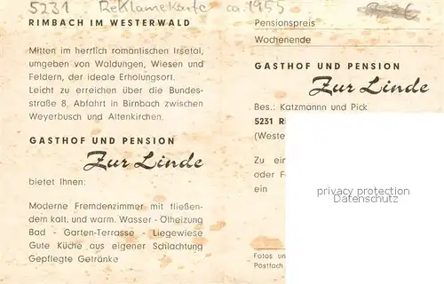 AK / Ansichtskarte Rimbach_Oberirsen Gasthof Pension Zur Linde Liegewiese Innenansichten Rimbach Oberirsen