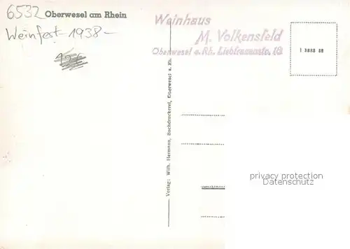 AK / Ansichtskarte Oberwesel_Rhein Weinmarkt Weinfest Fachwerkhaus Oberwesel Rhein