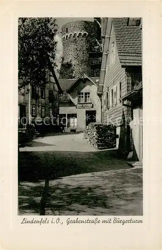 AK / Ansichtskarte Lindenfels_Odenwald Grafenstrasse m. Buergerturm Lindenfels Odenwald
