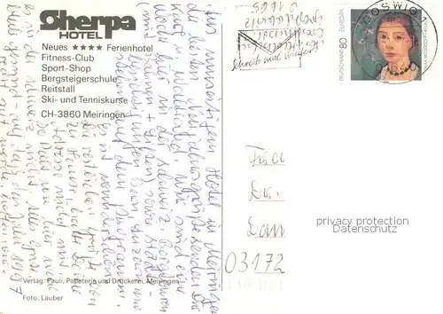 AK / Ansichtskarte Meiringen_BE Sherpa Hotel Meiringen BE