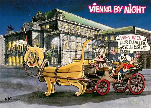 AK / Ansichtskarte Wien bei Nacht Karikatur Wien