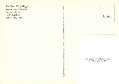 AK / Ansichtskarte Luebben_Spreewald Kaffee Schultze Restaurant und Pension Gaststube Zimmer Luebben Spreewald