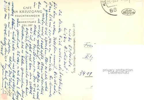 AK / Ansichtskarte Feuchtwangen Cafe Am Kreuzgang Feuchtwangen